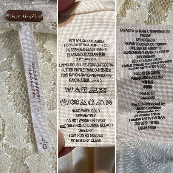 FREE PEOPLE Teen Witch Lace Keyhole Cut Out Skater Fit & Flare Mini Dress L - Picture 15 of 15